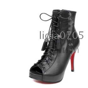 Free Shipping Wholesale New 2010 Hot Sale Romanstic -Up Zipper Peep Toe Ankle Boots US5-8.5/pcs