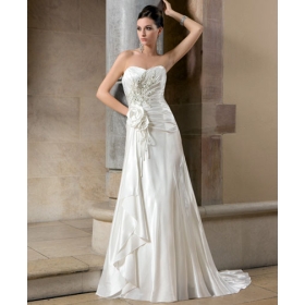 High quality style    A-Line  Sweetheart Neckline Applique Beading -Up Back for brides wedding dresses 
