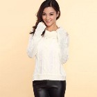 VANCL Jenna Turndown Collar Knitwear (Women) White SKU:347502