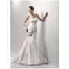 2011 Taffeta Cheap New Wedding Dress Strapless Mermaid Ruched Skirt with Chapel Train and Zipper Closure