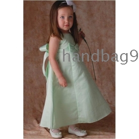 Custom-Made Scoop Necklines satin Flower girl dress Junior Bridesmaid Dress size :2-14 years WE-17
