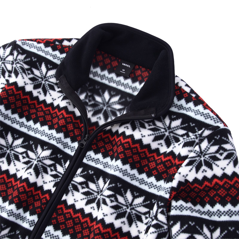 VANCL Fair Isle Pattern Polar Fleece Jacket Black Wholesale VANCL
