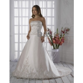 Nuovi sexy senza spalline vestito da sera di stile, abito da sera bianco / avorio del ricamo in raso da sposa dress14 *