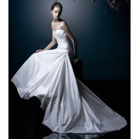 A-Line/ Strapless Chapel Train  satin /chiffon/taffeta wedding dress for brides 2010 stylexp(WDA0036)n