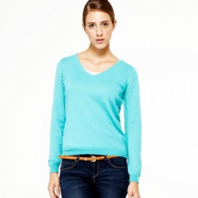 Vancl Carol Sweety V -Neck Knit Sweater (Ženy) trávově zelená Kód : 725057