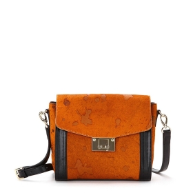 VANCL Kamila Leather Shoulder Bag (Women) Black/Orange SKU:185081