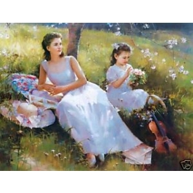 Mother and Daughter Oil Painting on canvas Large Size 