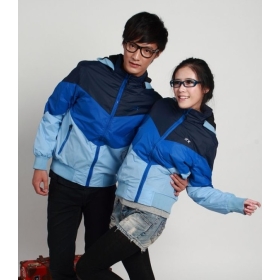 Couple Clothing Hooded Fur Inside Lover's Coat Blue Male/Female P10110802