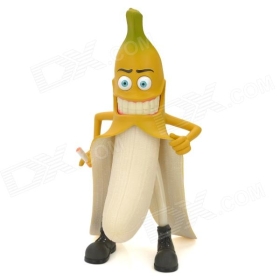 XJ023 Evil Bad Banana Man w/ Cigarette PVC Doll Toy - Yellow (29cm-Height) SKU:185191