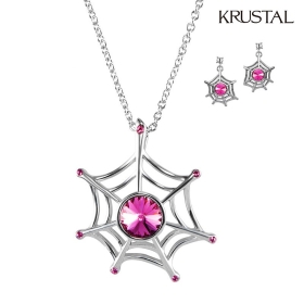 VANCL Krustal araignée ensemble de bijoux de Web Rose Rouge Référence: 179897