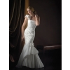 Rich taffeta ruches delicately throughout the entire slim silhouette while floral embellishments adorn the one-shouldered design and accent the fitted skirt.wedding dresses 