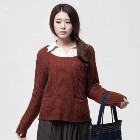 VANCL Kaitlyn Plain Round Neck Sweater (Women) Dark Orange SKU:405893