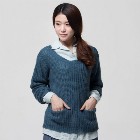 VANCL Kaitlyn Plain Round Neck Sweater (Women) Blue SKU:405894