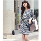 Free Shipping Women's Dress Cuff With Zipper Stripe Dress PP10112919