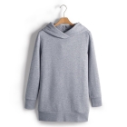 VANCL Long Solid Pullover Hoodie (Women) Light Gray SKU:180926