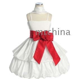 Beautiful 2-Tiered with Accented Bow Flowergirl Dress 