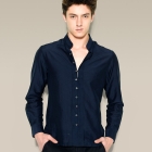 VANCL Truman Deluxe Mao Collar Shirt Navy Blue SKU:177189