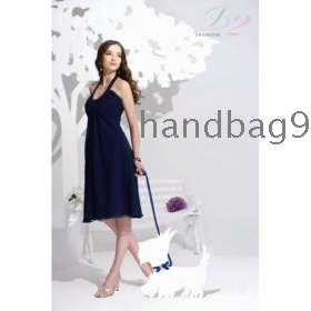Chiffon Scoop Neckline with Rouched Empire Tea length Short A line Skirt 2010 New Bridesmaid Dress