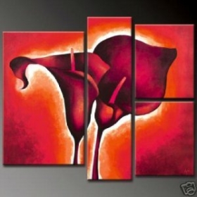 ABSTRACT OIL PAINTING ON CANVAS red flower,