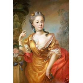 Oil painting portrait noble lady with flowers 24'x36' 