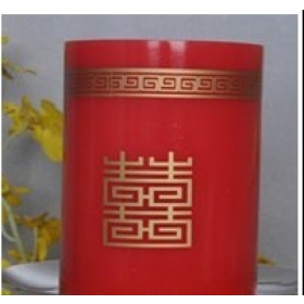 Red Double Happiness cylindrical candle