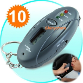 Wholesale - 10PCS Breathalyzer Keychain Car Gadget - Flashlight + Stopwatch Free shipping