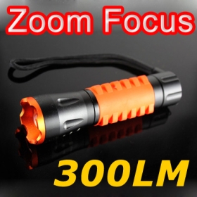 New CREE Q5 LED Zoomable Adjustable Focus 3 Modes Rubber Grip Aluminum alloy Flashlight Torch 