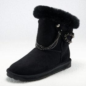 VANCL Aisha Suede Leather Studded Snow Boots (Women) Black SKU:188019