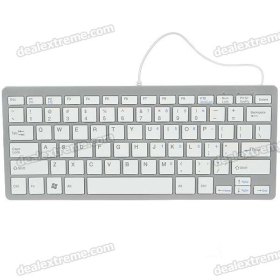79-Key Compact Slim USB Keyboard - White + Silver (120CM-Cable) SKU:48597