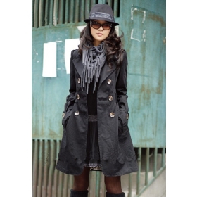 Lady  Korea Style Leisure Double-breasted Coat Black YB10101903-1