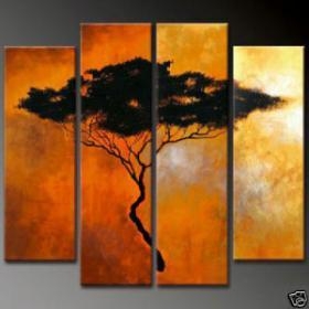 2010 ogromny nowożytny abstrakt obraz olejny DECOR WALL - TREE , Rozmiar: 12x44 = 2p 12X36 2p = dla każdego panelu , 4panels " (cale)