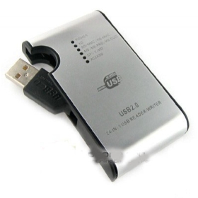 free shipping 24 In 1 USB Card Reader / Writer - Silver 