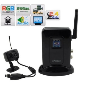 2.4GHz Wireless NTSC/PAL CCTV CMOS 380TV Lines Security Camera Receiver DVR