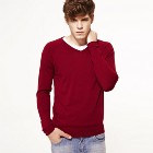 VANCL Denny Basic V-Neck Sweater (Men) Burgundy SKU:830406