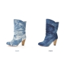 Free Shipping Wholesale 2010 Washed Denim Fabric high-heeled Boots Coarse Grain Pretty Gift 2 Colors