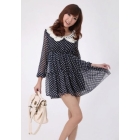Fashion Dot Embellished Long Sleeve Chiffon Dress DP11030115