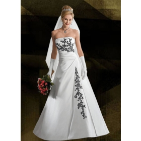 άσπρο μπλε ελεφαντόδοντο κέντημα σιφόν φόρεμα νύφης φόρεμα στράπλες φόρεμα όλο το χρώμα μέγεθος χωρίς NO.2C139