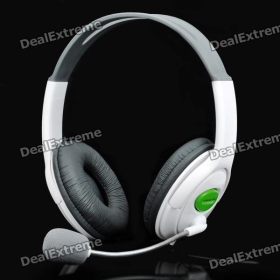 USB Connector Headset Headphone w/ Microphone / Volume Control - White (200cm-Cable)