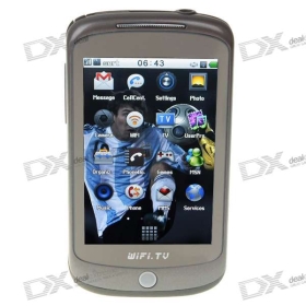 G5 3,2 "de pantalla táctil Dual SIM Dual Standby Red Cuatribanda GSM teléfono celular w / WiFi + JAVA - Gris