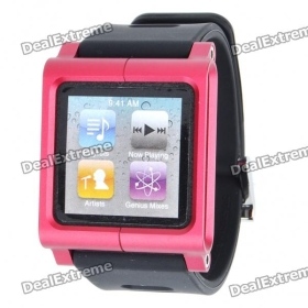 Aluminium Case + Silicone armband voor de iPod Nano 6 - Rood + Zwart