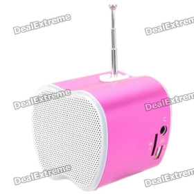Mini USB Rechargeable Music Speaker w USB/ Card/FM - Pink