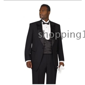 Hot sale quality men Custom  one buckle lor and size Groom Tuxedos men's wedding dresses (jacket pants vest tie kerchief )  