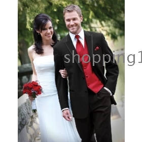 Fashion new Groom Tuxedos men's wedding dresses (jacket pants vest tie kerchief )  