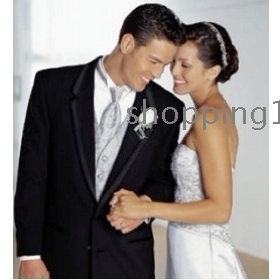 High quality new fashion  men's Custom  Groom Tuxedos men's wedding dresses (jacket pants vest tie kerchief )  