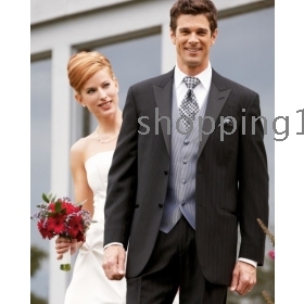 Fashion new su misura Groom Tuxedos men's wedding dresses (jacket pants vest tie kerchief )  