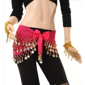 2012 hot sell 10PCS 8 Colors 3 Rows 128 s Belly Egypt Dance Hip Skirt Scarf Wrap Belt Costume indxpy #2