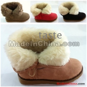 Gratis levering - 2012 nye lejlighed med goose bund fjer kvinders sne støvler ærme varm vandtæt bomuld sko