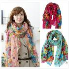 2013 Hot 5pcs Scarf Korean version of the big flowers are blooming flower garden floral rectangular Scarves Voile Oversized Shawl