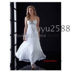 2012 Designer chiffon spaghetti strap beading Floor-length Dress Prom dresses Cocktail Dresses Homecoming Dresses Wedding dress free ahipping 