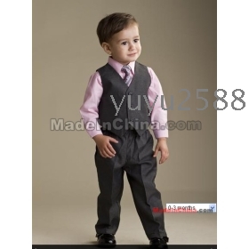  Boys grey herringbone waistcoat and trousers Suit Babys Wedding Suit